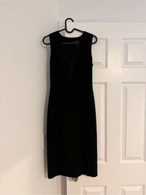 rag & bone Black V-Neck Midi Cocktail Dress